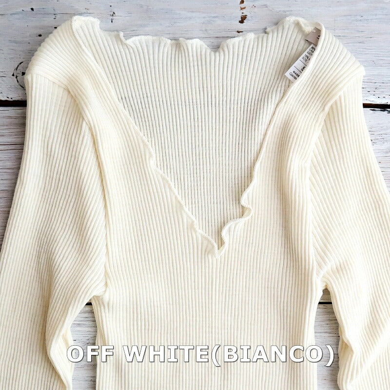 MAGLIFICIO MARE(マグリフィシオ マーレ) EGi エギウールシルク リブ ロングスリーブ 1493(3色)【WOOL SILK ストレッチインナー レディース 継ぎ目がない丸胴編み 高品質 正規品】