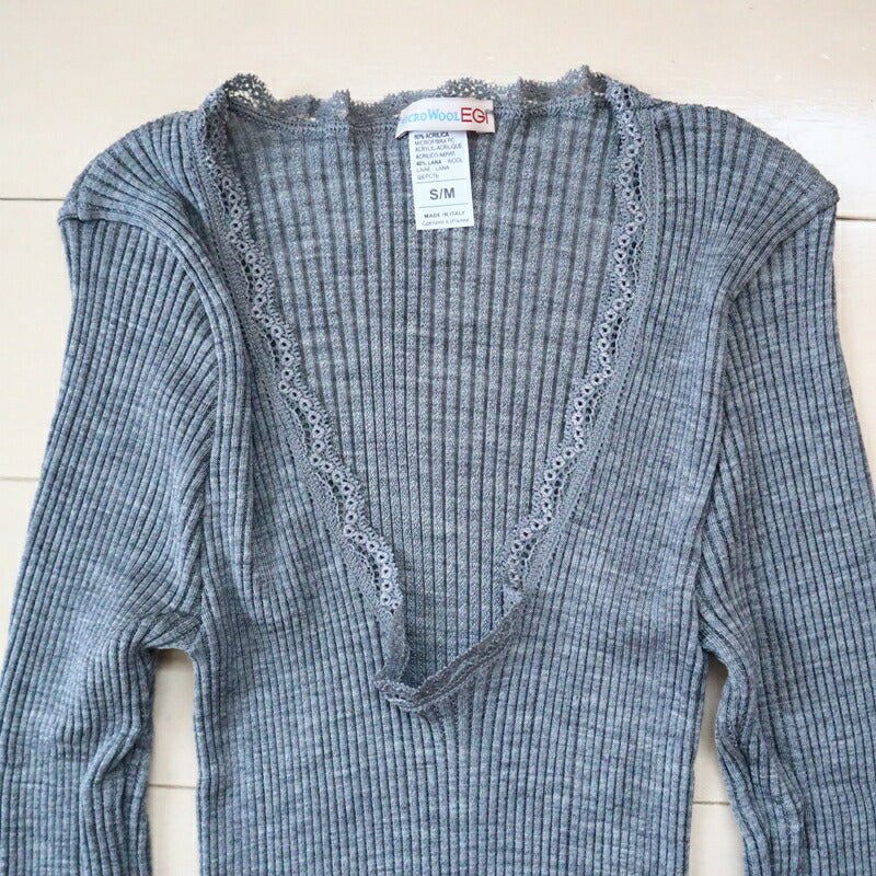 MAGLIFICIO MARE(マグリフィシオ マーレ) EGi エギマイクロウール リブ ロングスリーブ 307(4色)【MICRO WOOL ストレッチインナー レディース 継ぎ目がない丸胴編み 高品質 正規品】