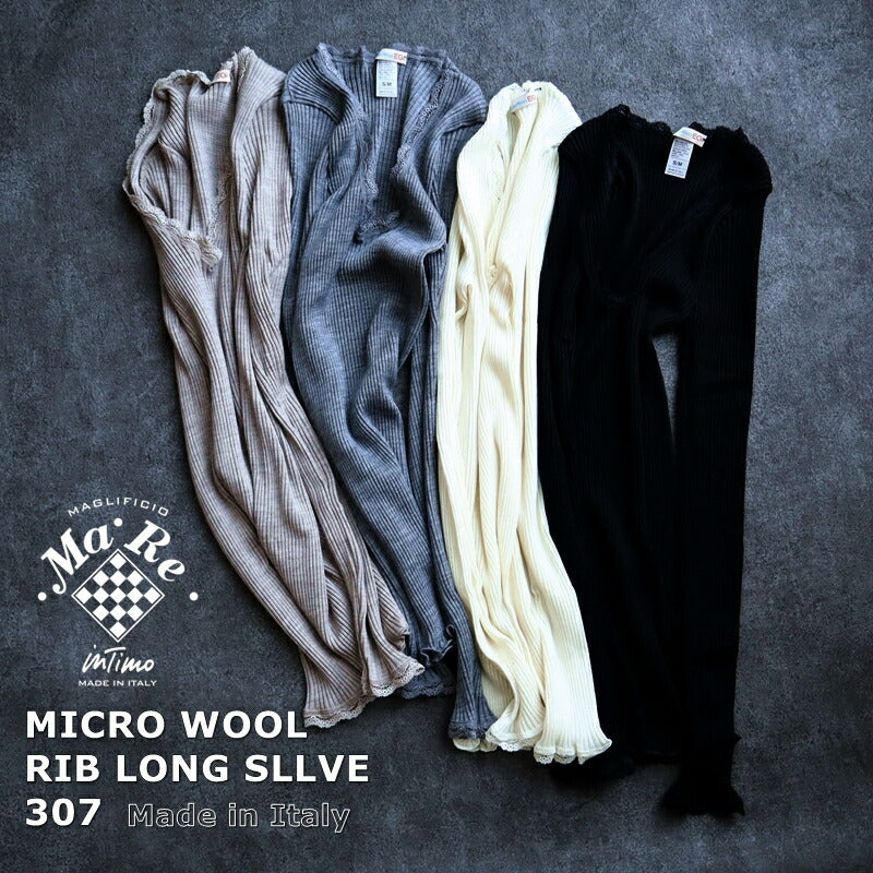 MAGLIFICIO MARE(マグリフィシオ マーレ) EGi エギマイクロウール リブ ロングスリーブ 307(4色)【MICRO WOOL ストレッチインナー レディース 継ぎ目がない丸胴編み 高品質 正規品】