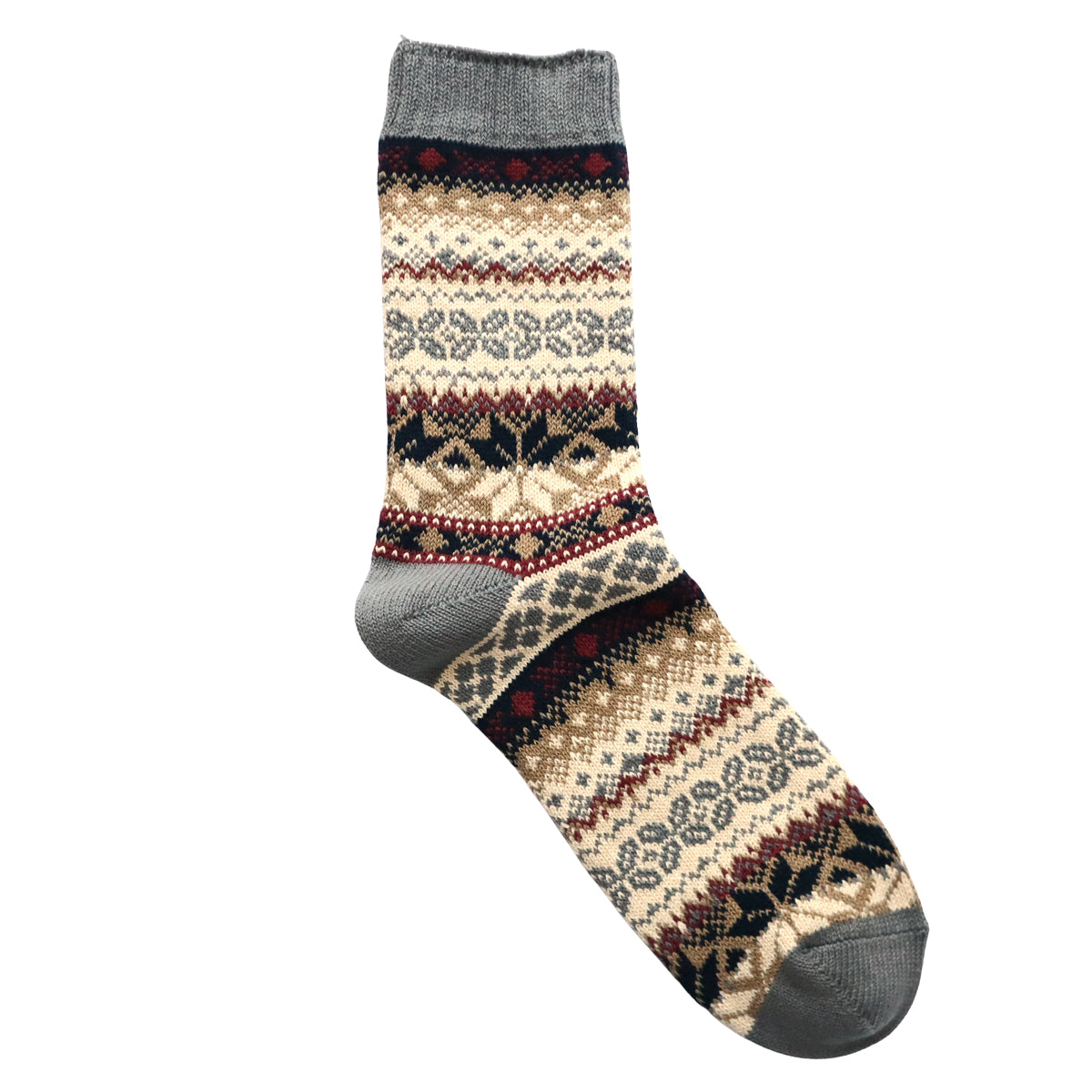 Jake(ジェイク)【Men's メンズ レディース大きめ】French Bull フレンチブル No.21-25251 Mens オータムソックス(3色)【メンズ 靴下 日本製 2025-26年秋冬 ノルディック柄 雪の結晶 厚手】