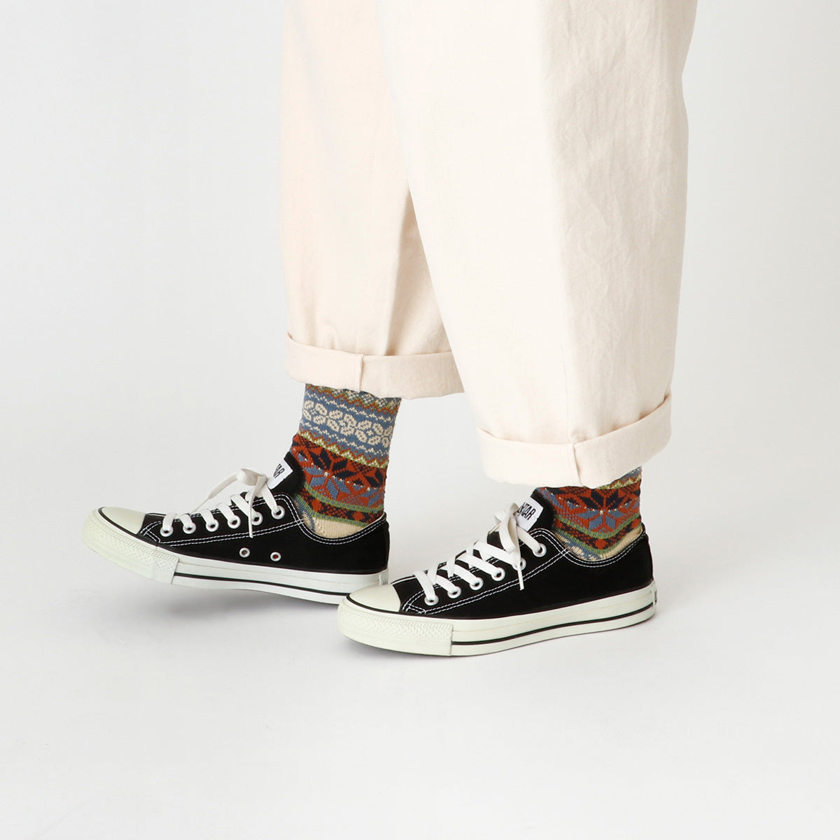 Jake(ジェイク)【Men's メンズ レディース大きめ】French Bull フレンチブル No.21-25251 Mens オータムソックス(3色)【メンズ 靴下 日本製 2025-26年秋冬 ノルディック柄 雪の結晶 厚手】