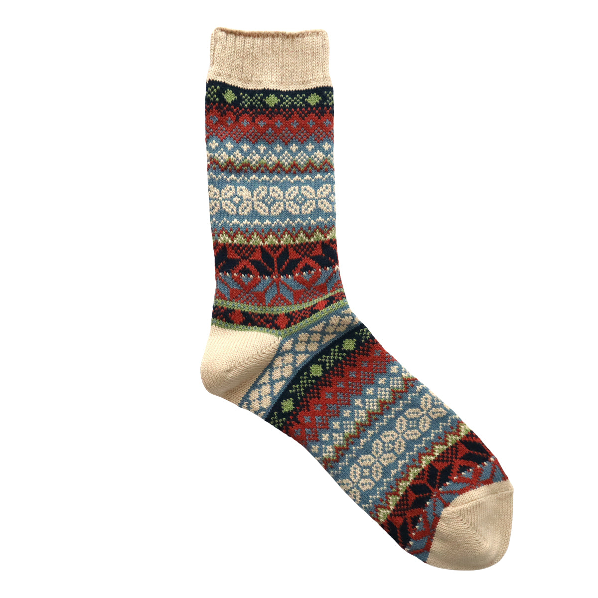 Jake(ジェイク)【Men's メンズ レディース大きめ】French Bull フレンチブル No.21-25251 Mens オータムソックス(3色)【メンズ 靴下 日本製 2025-26年秋冬 ノルディック柄 雪の結晶 厚手】