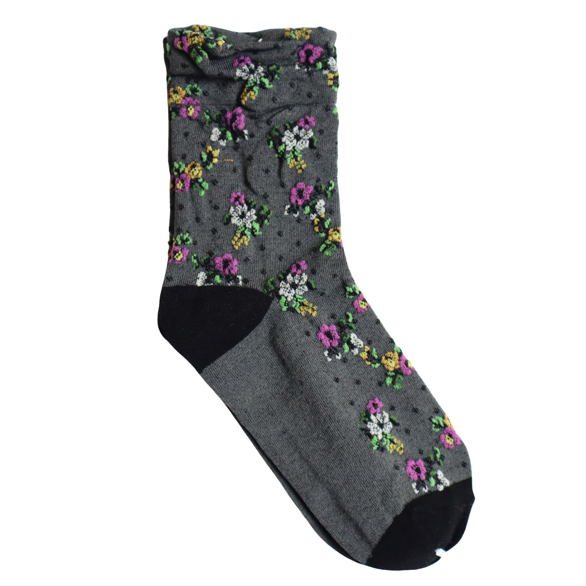 BOUQUET SOCKS ブーケ柄コットンソックス(5色) 【2025-26年秋冬 数量限定 綿 チロリアンテープ 締め付けすぎない 凸凹 立体的 フロッキー ワッフル ジャガード編み 韓国】