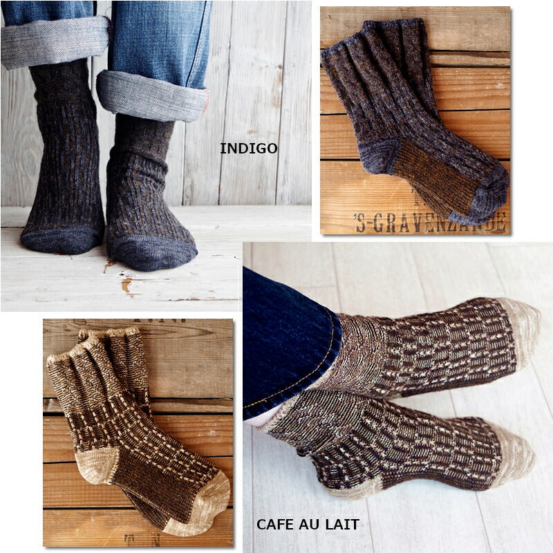 Put on socks(プットオンソックス)"Braid" ブレイド ウールジャガードソックス(6 COLOR)【2024-25年秋冬☆数量限定生産!】【メリノウール コットンスラブ 暖か】【日本製】