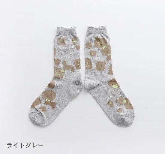 French Bull(フレンチブル)No.11-25222 クッキーソックス(3色) 【クッキー柄 差し色 柔らかい綿糸 スーピマコットン 薄手 冷えとり】