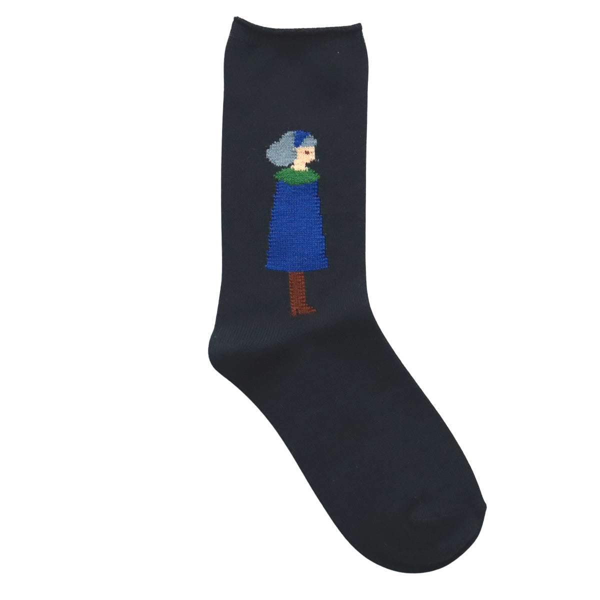 French Bull フレンチブル No.11-25251 カップルソックス bonheur(3色) 【レディース 靴下 日本製 2025-26年秋冬 女の子男の子モチーフ 左右非対称 光沢感 シルケット綿糸】