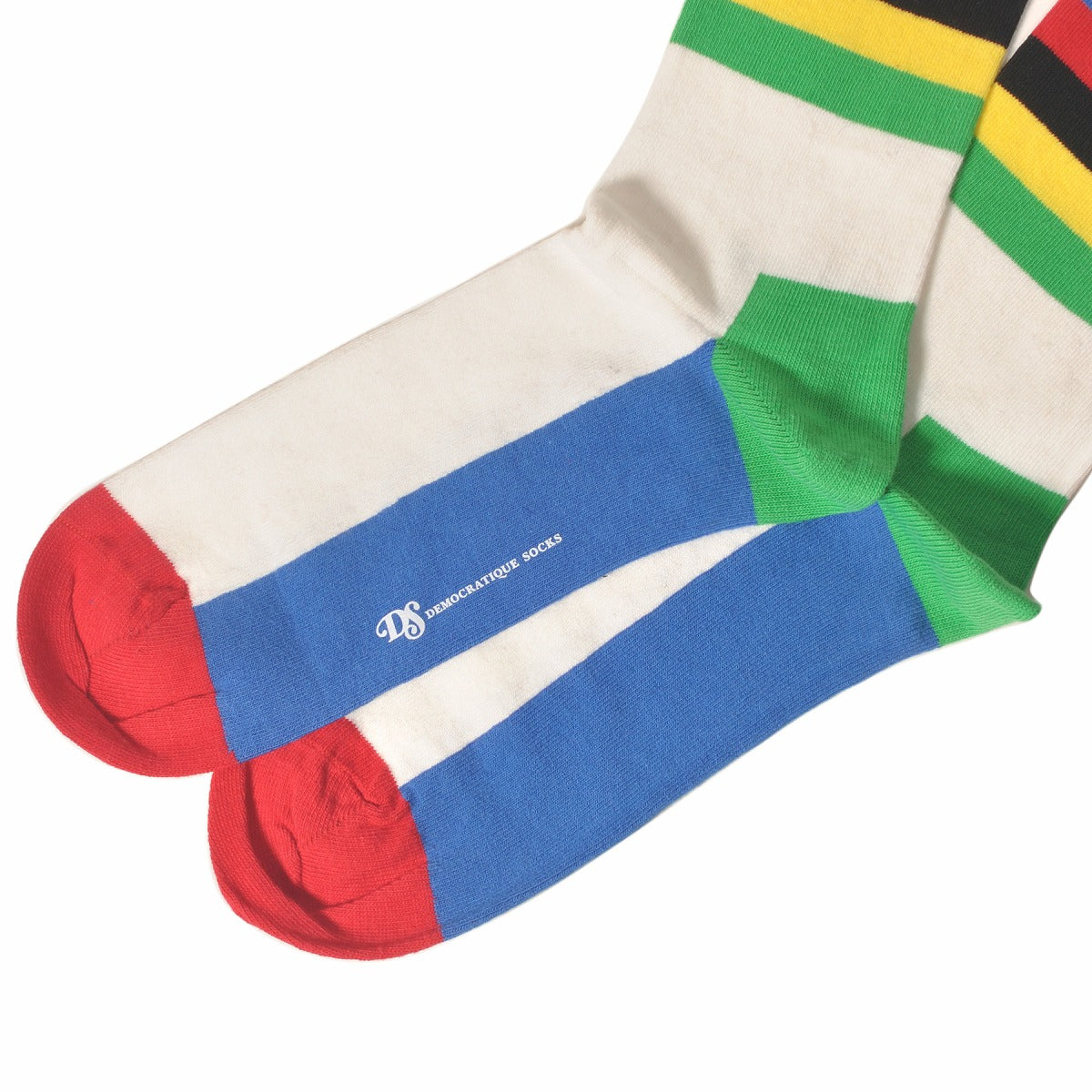 DEMOCRATIQUE SOCKS(デモクラティックソックス)クルーソックス靴下 "ORIGINALS BIKE" マイヨ・アルカンシェル ワールドチャンピオンカラー from Denmark Copenhagen【ユニセックス/メンズ】【ショートソックス】