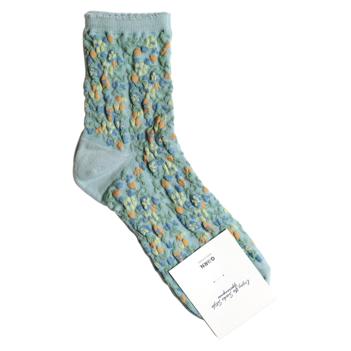DUSTY FLOWER SOCKS ダスティフラワーコットンソックス(4色) 【2025年春夏 数量限定 綿 ダスティカラー 程良い厚み 凸凹 立体的 フロッキー ワッフル ジャガード編み 韓国】