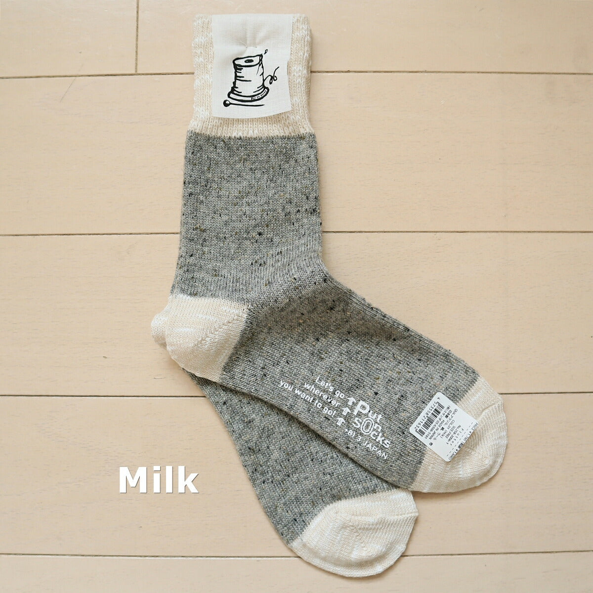 Put on socks(プットオンソックス) "Flutter(フラッター)" 配色 ウール ネップ ソックス(8 COLOR)【204-25年秋冬☆数量限定生産!】【ネップ バイカラー かわいい 温活 日本製】