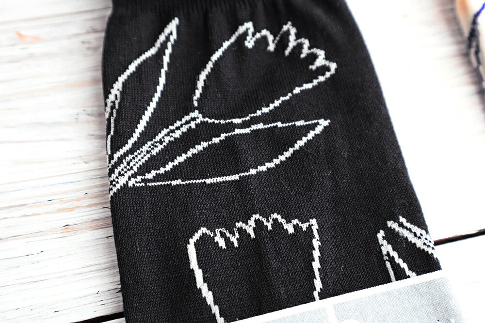 French Bull(フレンチブル)No.11-28231 フルールソックス(3色) 【風になびく線画のような花柄 締め付け感が少なく優しい履き心地 冷えとり】