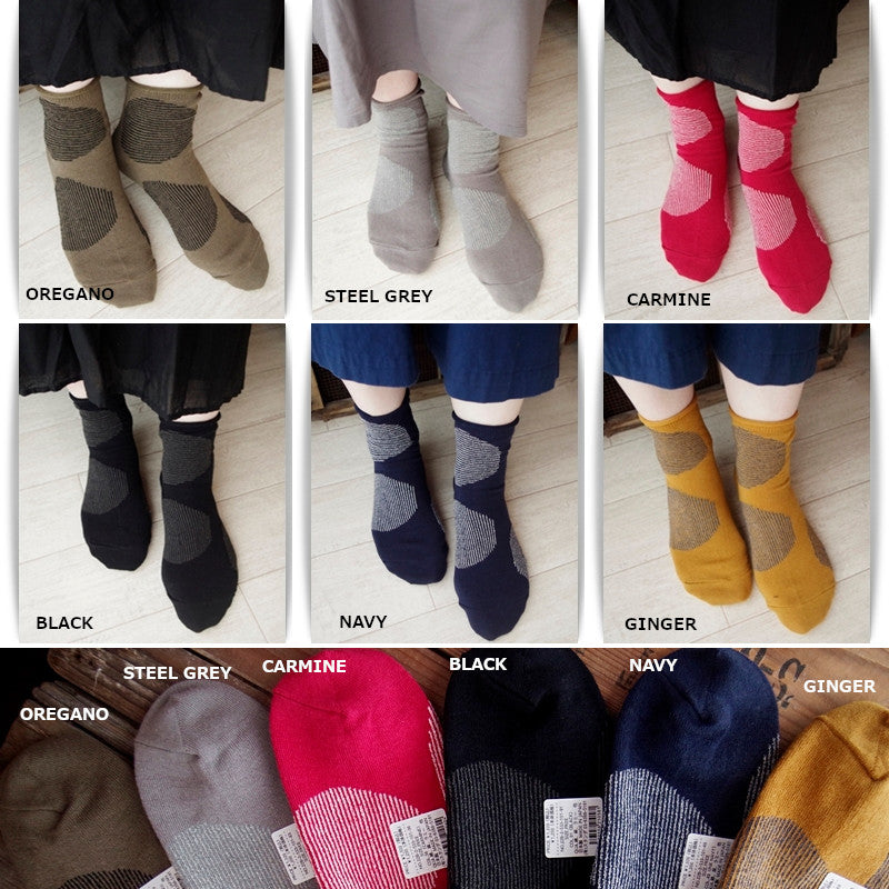 Put on socks(プットオンソックス)【数量限定生産!】【新ブランド!】"Savon"サボン コットンリネン BIGドット ソックス(6 COLOR)【宅急便は割引特典】【綿麻/冷えとり/日本製】