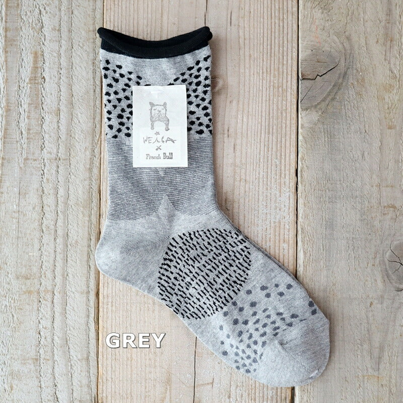 WEiCA×French Bull-コラボ【オリジナルカラー☆数量限定!】スポットソックス(2色)【完全別注オリジナルカラー 綿コットン ドット 手書きタッチ 冷えとり】【日本製】