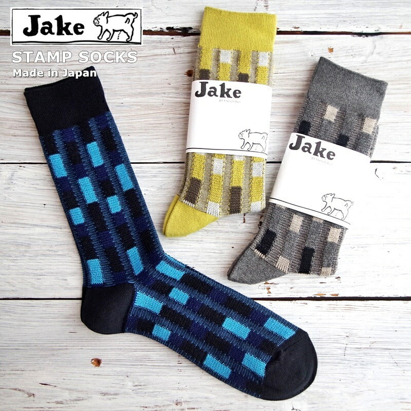 Jake(ジェイク)【Men's メンズ レディース大きめ】French Bull(フレンチブル)No.21-03182スタンプソックス(3色)【数量限定生産!】【コットンウール ジャガード 冷えとり 暖かい】