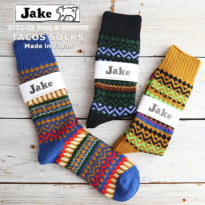 Jake(ジェイク)【Men's メンズ レディース大きめ】French Bull(フレンチブル)No.21-03222 タコスソックス(3色)【数量限定生産!】【メキシカンな柄 厚手 日本製】