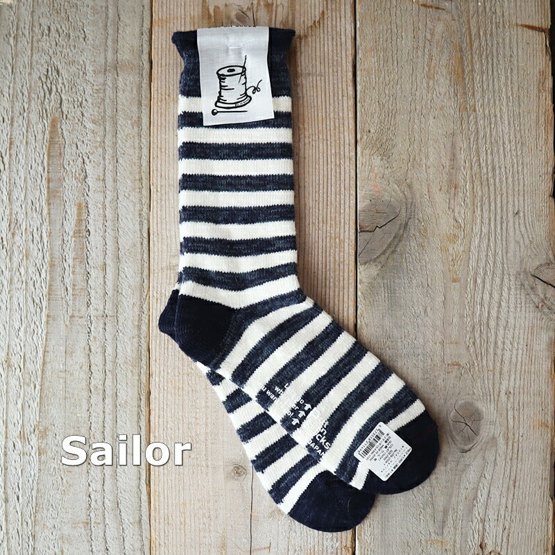 Put on socks(プットオンソックス)"winter marine"ウィンターマリン ラムウール&綿スラブ ボーダーソックス(6 COLOR)【204-25年秋冬☆数量限定生産!】【日本製】