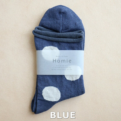 Homie(ホミー/ホーミー)No.H-038 コットンリネン ドットソックス(6色)【数量限定生産！】【日本製】【コットンリネン 綿麻 ドット シンプル 締め付けが気になる方に 冷えとり】
