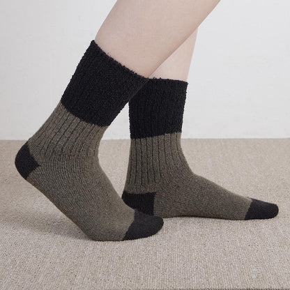 Homie(ホミー/ホーミー)No.H-041 スイッチングカラーソックス(5色)【2025-26年秋冬☆数量限定生産！ブークレー 凸凹 配色 バイカラー リブ編み 柔らかい 日本製 暖か 冷えとり】