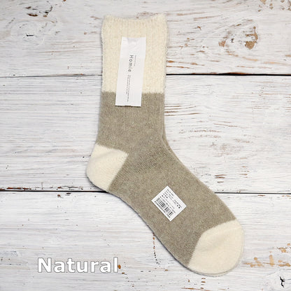 Homie(ホミー/ホーミー)No.H-041 スイッチングカラーソックス(5色)【2025-26年秋冬☆数量限定生産！ブークレー 凸凹 配色 バイカラー リブ編み 柔らかい 日本製 暖か 冷えとり】