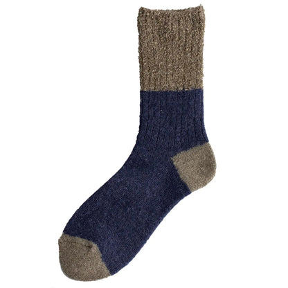 Homie(ホミー/ホーミー)No.H-041 スイッチングカラーソックス(5色)【2025-26年秋冬☆数量限定生産！ブークレー 凸凹 配色 バイカラー リブ編み 柔らかい 日本製 暖か 冷えとり】