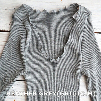 MAGLIFICIO MARE(マグリフィシオ マーレ) EGi エギウールシルク リブ ロングスリーブ 1493(3色)【WOOL SILK ストレッチインナー レディース 継ぎ目がない丸胴編み 高品質 正規品】