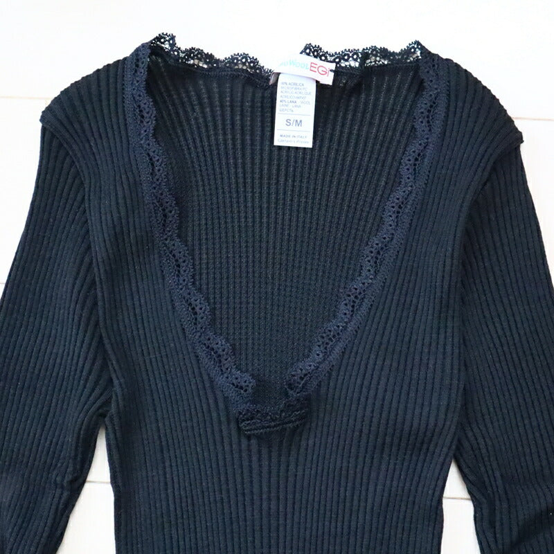 MAGLIFICIO MARE(マグリフィシオ マーレ) EGi エギマイクロウール リブ ロングスリーブ 307(4色)【MICRO WOOL ストレッチインナー レディース 継ぎ目がない丸胴編み 高品質 正規品】