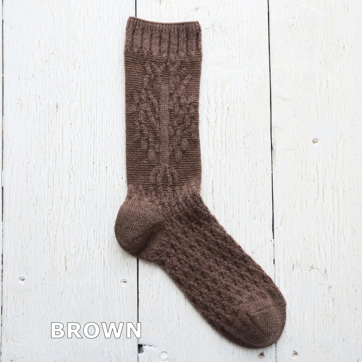 French Bull(フレンチブル)No.11-23270 アップルツリーソックス(3色)【レディース 靴下 日本製 2025-26年秋冬 リンゴの木をイメージ ジャガード編み アンゴラ混 贈り物】