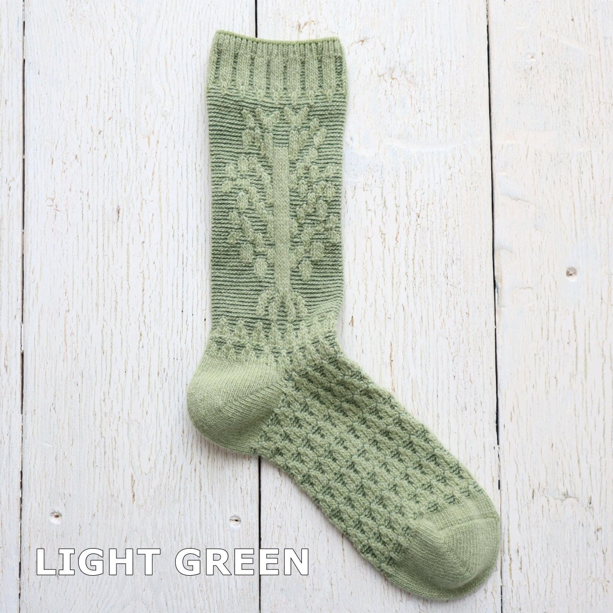 French Bull(フレンチブル)No.11-23270 アップルツリーソックス(3色)【レディース 靴下 日本製 2025-26年秋冬 リンゴの木をイメージ ジャガード編み アンゴラ混 贈り物】