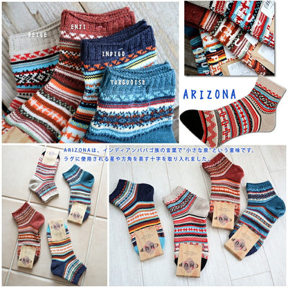 CHUP(チュプ)"ARIZONA(アリゾナ)"ショートソックス(4色)【2024年春夏☆数量限定生産】【日本製】【再入荷無し アンクル 丈夫 フェアアイル・ノルディック柄 2サイズ展開 海外人気】