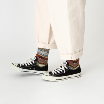 Jake(ジェイク)【Men's メンズ レディース大きめ】French Bull フレンチブル No.21-25251 Mens オータムソックス(3色)【メンズ 靴下 日本製 2025-26年秋冬 ノルディック柄 雪の結晶 厚手】