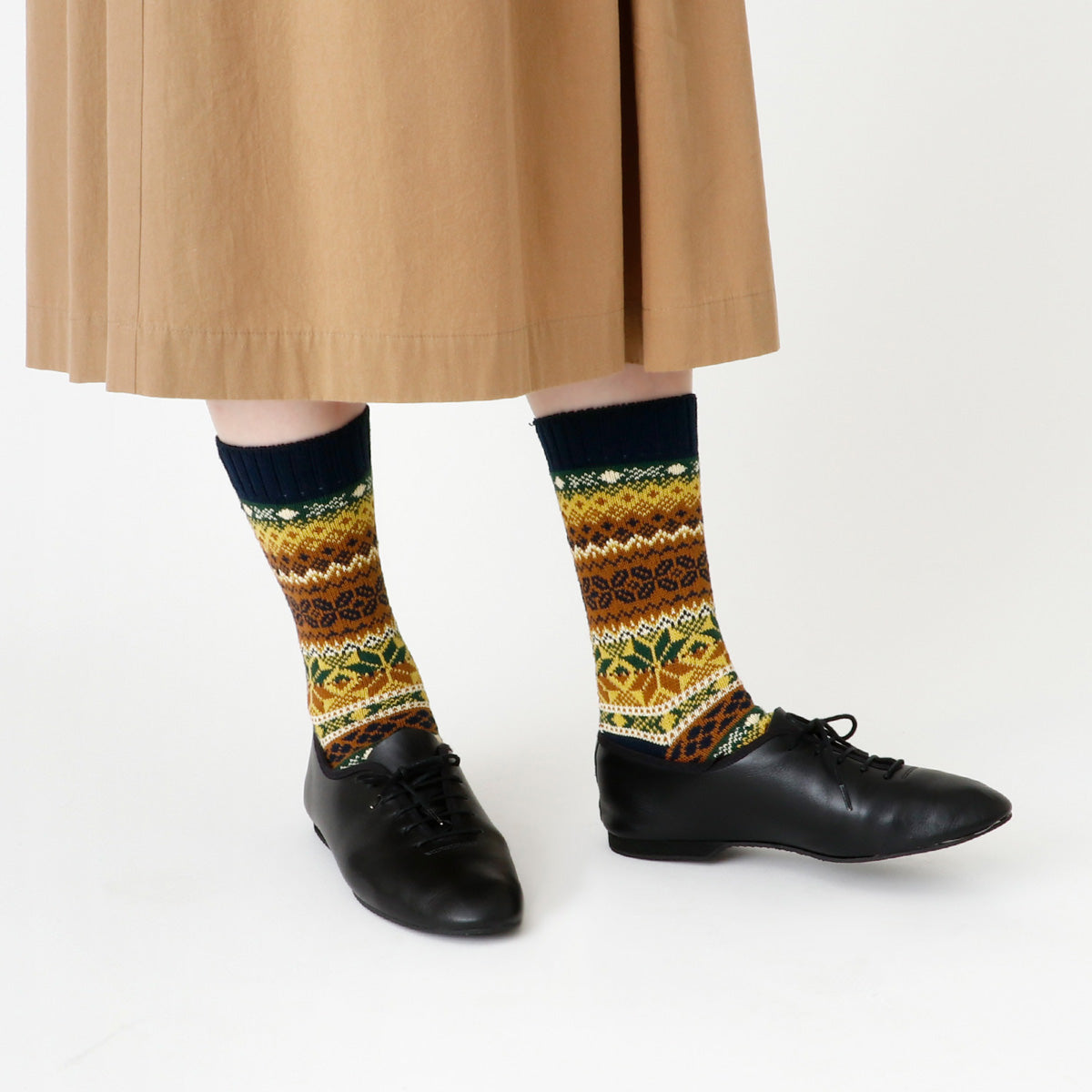 Jake(ジェイク)【Men's メンズ レディース大きめ】French Bull フレンチブル No.21-25251 Mens オータムソックス(3色)【メンズ 靴下 日本製 2025-26年秋冬 ノルディック柄 雪の結晶 厚手】