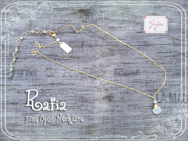 Rafia(ラフィア)Blue Opal(ブルーオパール)ネックレス(アクセサリー/ジュエリー)【天然石】【パワーストーン】【数量限定】【MADE IN USA】【送料無料】