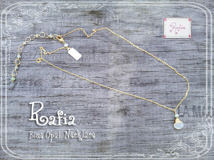 Rafia(ラフィア)Blue Opal(ブルーオパール)ネックレス(アクセサリー/ジュエリー)【天然石】【パワーストーン】【数量限定】【MADE IN USA】【送料無料】