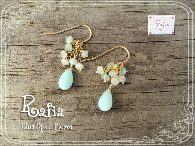 Rafia(ラフィア)Blue Opal(ブルーオパール)ピアス(アクセサリー/ジュエリー)【天然石】【パワーストーン】【ギフト】【数量限定】【MADE IN USA】【送料無料】