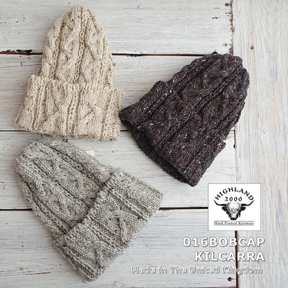 HIGHLAND 2000(ハイランド2000)【送料無料！】【MADE IN ENGLAND】【男女兼用】016BOBCAP KILCARRA 016ボブキャップ キルカラ(3 color)【ブリティッシュウール100%//ネップ/ケーブル編み/最高級/手洗い洗濯OK/ニット帽/防寒/暖かい】