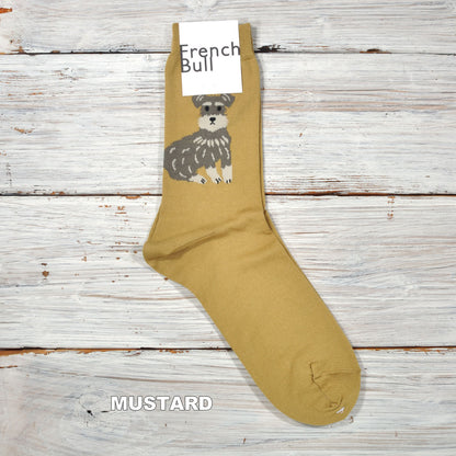 French Bull フレンチブル No.11-26105 ボンジュールソックス(4色) 2026年春夏新作 宴 レディース 靴下 Bonjour シュナウザー エジプト綿 程よい薄さ 日本製【追跡メール便送料無料】