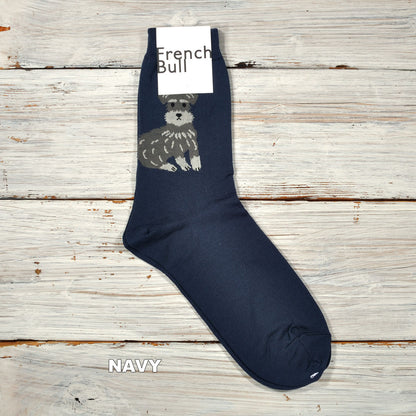 French Bull フレンチブル No.11-26105 ボンジュールソックス(4色) 2026年春夏新作 宴 レディース 靴下 Bonjour シュナウザー エジプト綿 程よい薄さ 日本製【追跡メール便送料無料】