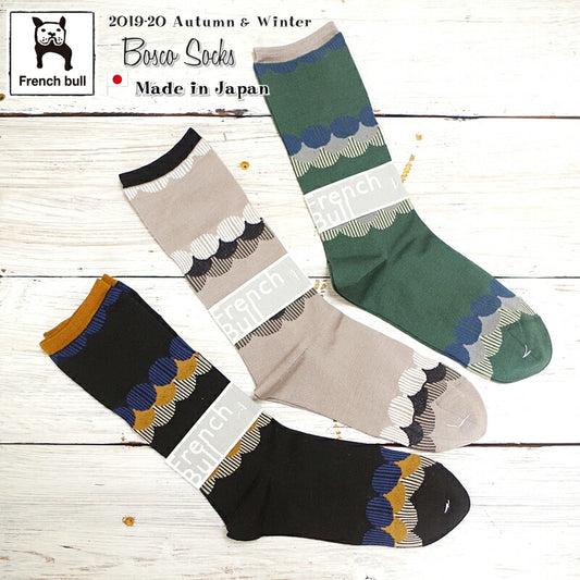 French Bull(フレンチブル)No.11-13192 ボスコソックス(3色)【2019-20年秋冬☆数量限定生産】  【綿コットン ドット 冷えとり 暖かい 幾何学柄】