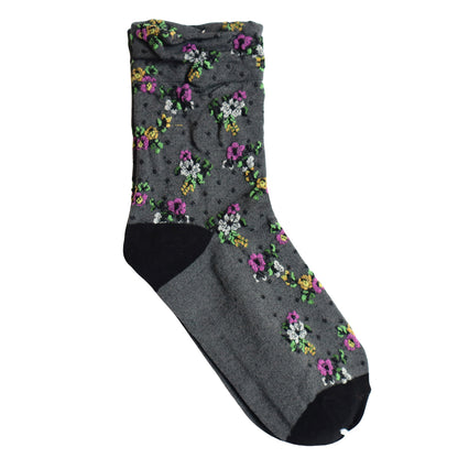 BOUQUET SOCKS ブーケ柄コットンソックス(5色) 【2025-26年秋冬 数量限定 綿 チロリアンテープ 締め付けすぎない 凸凹 立体的 フロッキー ワッフル ジャガード編み 韓国】