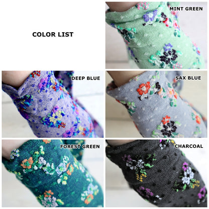 BOUQUET SOCKS ブーケ柄コットンソックス(5色) 【2025-26年秋冬 数量限定 綿 チロリアンテープ 締め付けすぎない 凸凹 立体的 フロッキー ワッフル ジャガード編み 韓国】