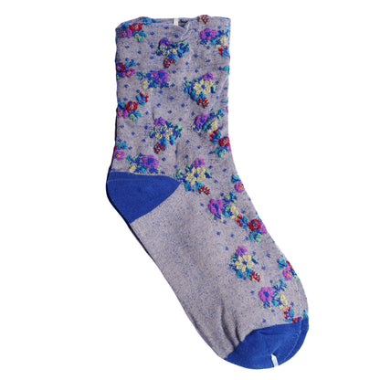 BOUQUET SOCKS ブーケ柄コットンソックス(5色) 【2025-26年秋冬 数量限定 綿 チロリアンテープ 締め付けすぎない 凸凹 立体的 フロッキー ワッフル ジャガード編み 韓国】