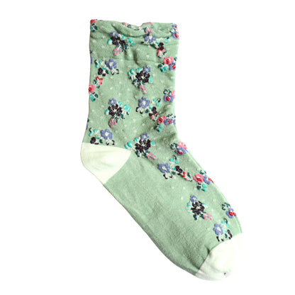 BOUQUET SOCKS ブーケ柄コットンソックス(5色) 【2025-26年秋冬 数量限定 綿 チロリアンテープ 締め付けすぎない 凸凹 立体的 フロッキー ワッフル ジャガード編み 韓国】