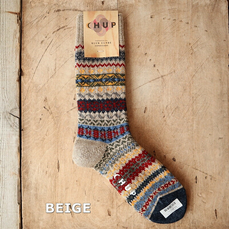 CHUP(チュプ)"BUNGALOW(バンガロー)"ソックス(4色)【2023-24年秋冬☆数量限定生産】【日本製 MADEIN JAPAN】【再入荷無し 丈夫 フェアアイル柄・ノルディック柄 2サイズ 海外人気】