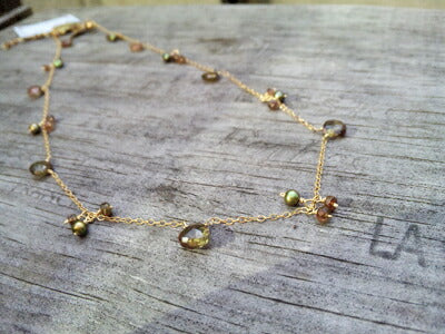 Rafia(ラフィア)【海外直接買い付け】Champagne Garnet＆Pearls(シャンパンガーネット＆パール)ネックレス(アクセサリー/ジュエリー)【誕生石/天然石】【パワーストーン】【MADE IN USA】【送料無料】
