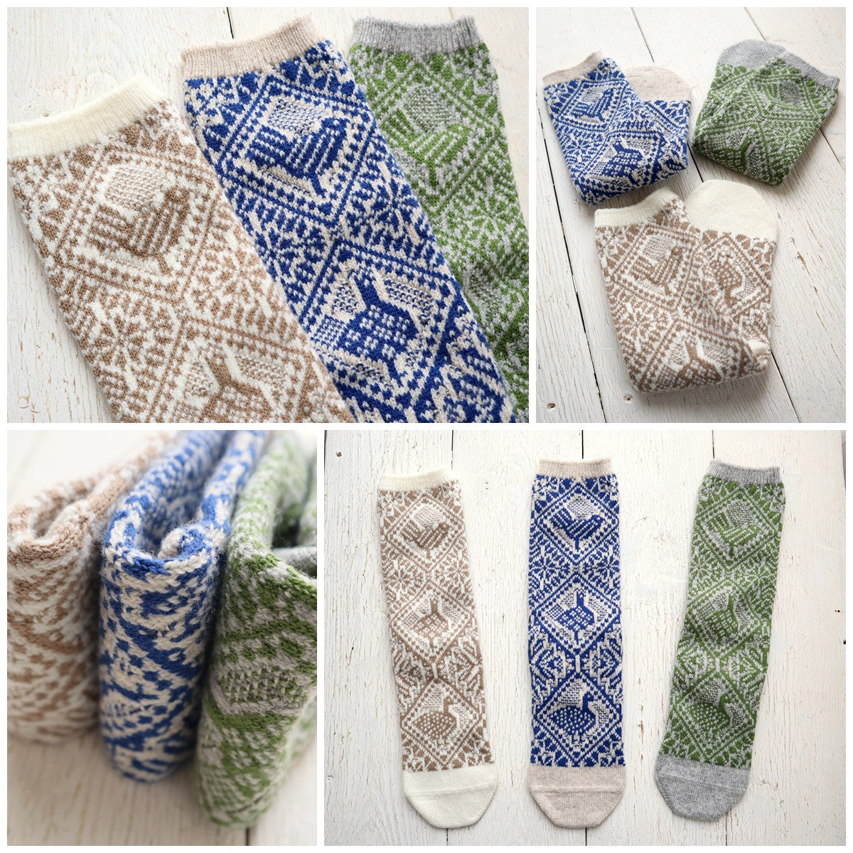 French Bull(フレンチブル)No.11-25266 チャントソックス(3色)【レディース 靴下 日本製 2025-26年秋冬 鳥の柄 ジャガード編み 厚手 防縮ウール コットン 贈り物】