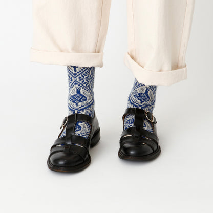 French Bull(フレンチブル)No.11-25266 チャントソックス(3色)【レディース 靴下 日本製 2025-26年秋冬 鳥の柄 ジャガード編み 厚手 防縮ウール コットン 贈り物】