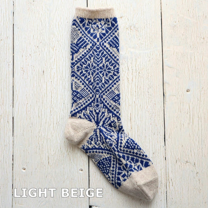 French Bull(フレンチブル)No.11-25266 チャントソックス(3色)【レディース 靴下 日本製 2025-26年秋冬 鳥の柄 ジャガード編み 厚手 防縮ウール コットン 贈り物】