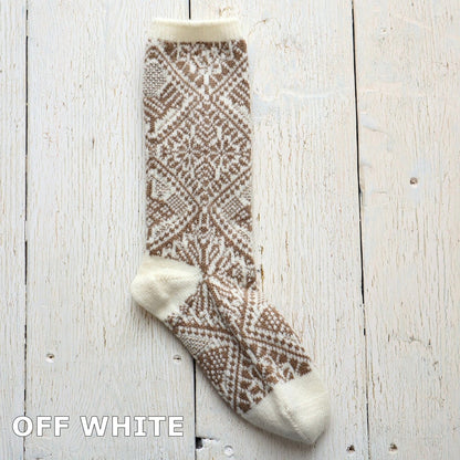 French Bull(フレンチブル)No.11-25266 チャントソックス(3色)【レディース 靴下 日本製 2025-26年秋冬 鳥の柄 ジャガード編み 厚手 防縮ウール コットン 贈り物】