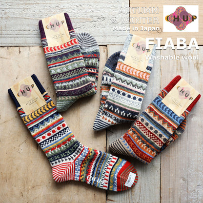チュプ CHUP フィアーバ ソックス FIABA(全4色) 靴下 レディース メンズ 2026秋冬 ウォッシャブルウール 民族柄 フェアアイル ノルディック ナバホ 日本製