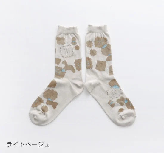 French Bull(フレンチブル)No.11-25222 クッキーソックス(3色) 【クッキー柄 差し色 柔らかい綿糸 スーピマコットン 薄手 冷えとり】