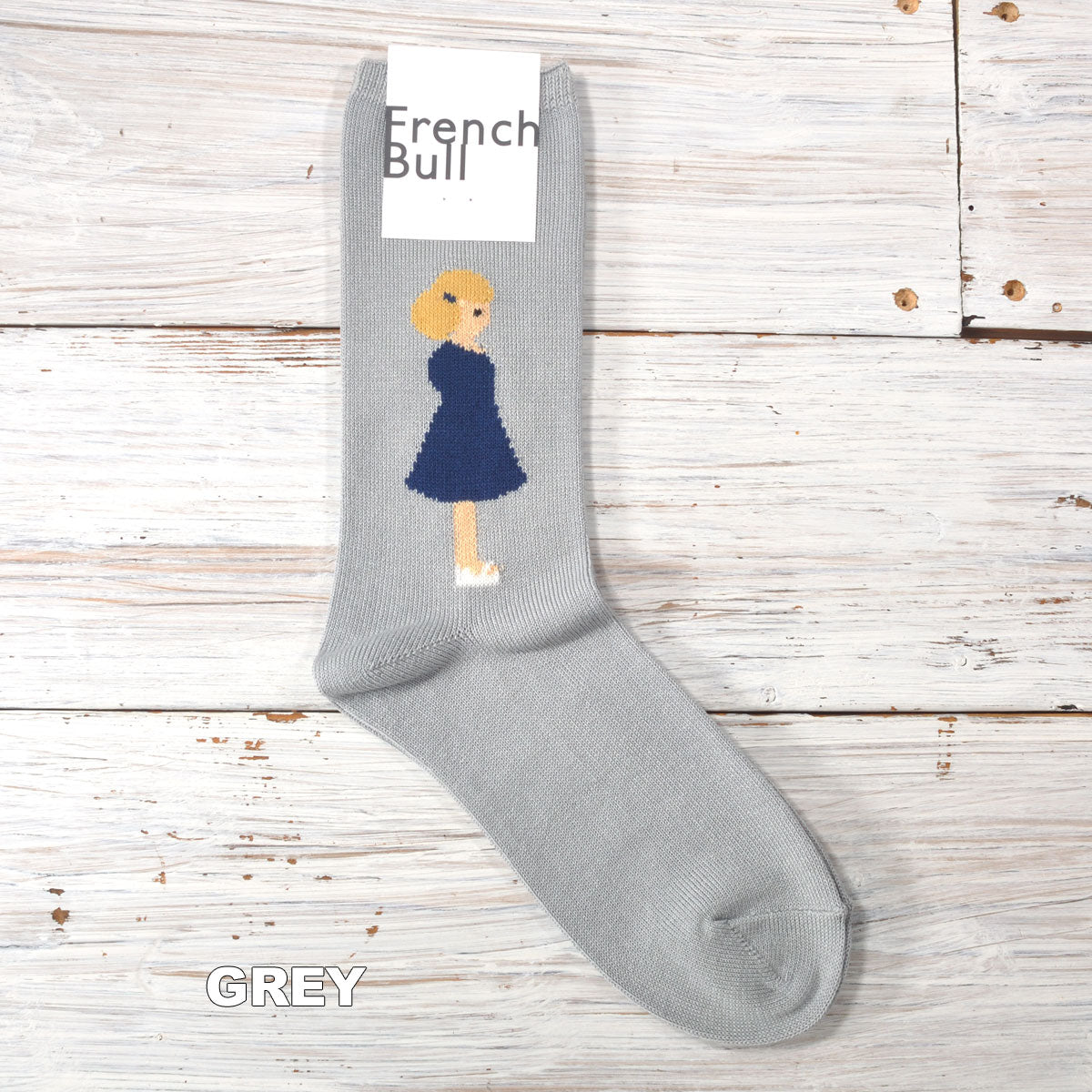 French Bull フレンチブル No.11-26104 カップルソックス vacances(3色) 2026年春夏新作 宴 レディース 靴下 女の子と男の子がモチーフ 左右で違う柄 光沢感 シルケットの綿糸 日本製【追跡メール便送料無料】